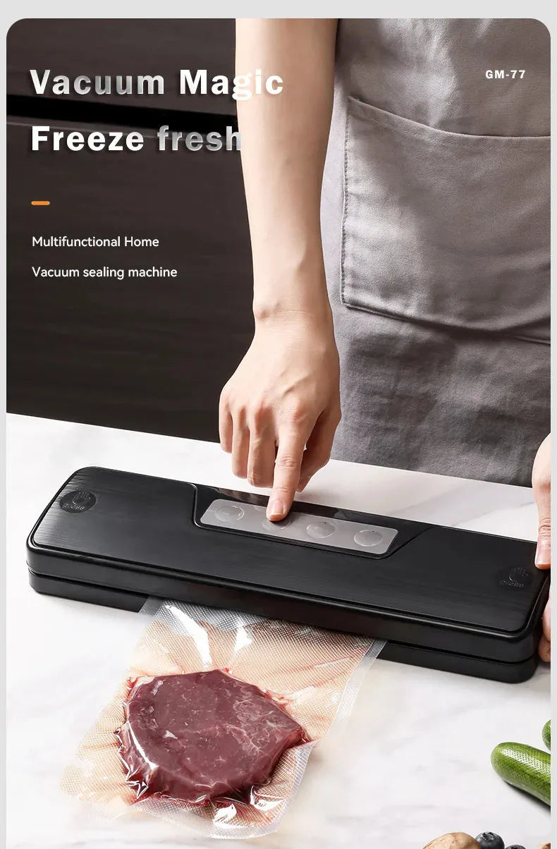 White automatic vacuum sealer machine with compact design for household food preservation