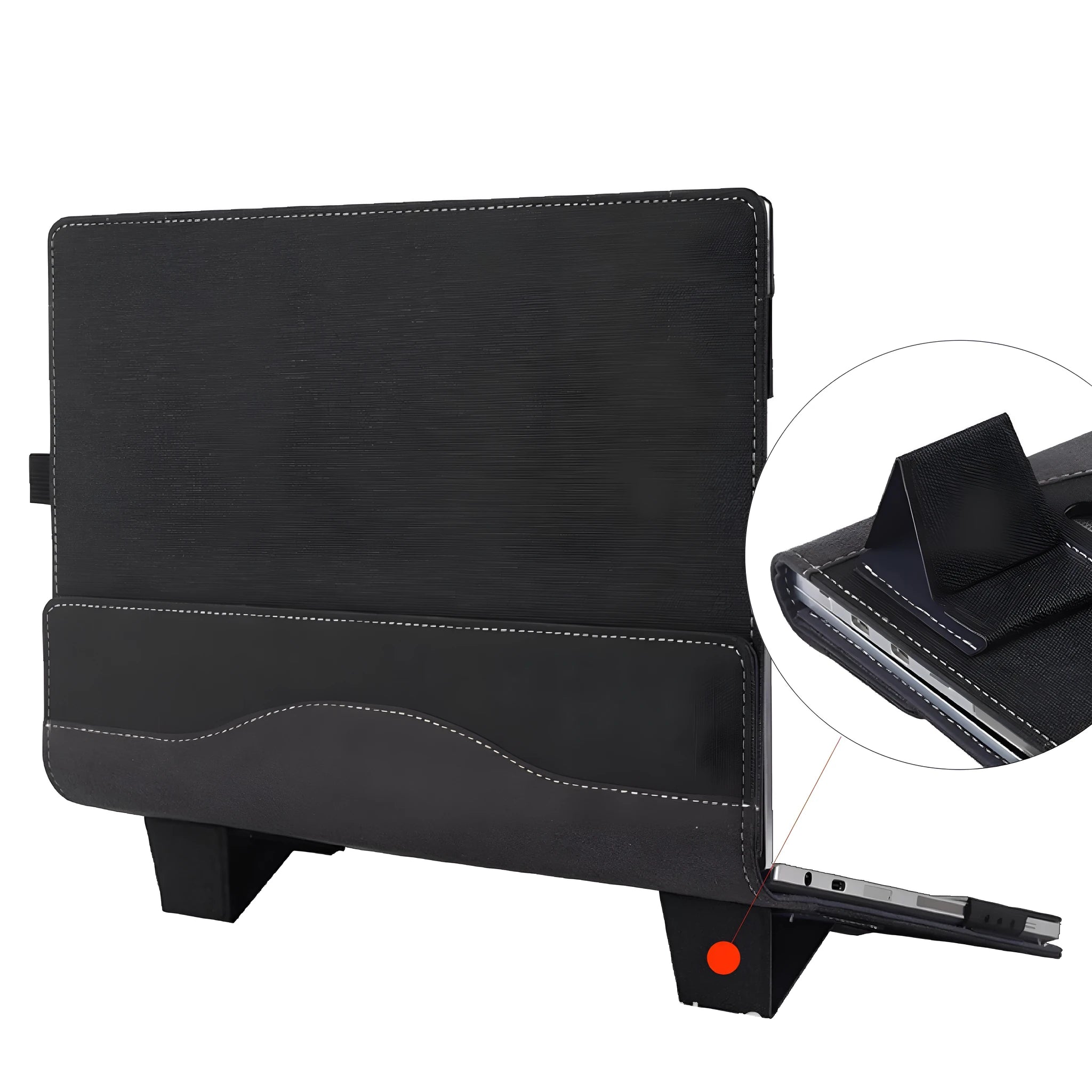 Black Chinese style imitation leather protective sleeve for Microsoft Surface Laptop 6 with bracket