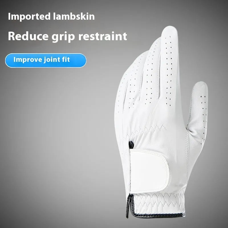 Men's leather breathable non-slip glove, left hand, black colour, finger glove style for work
