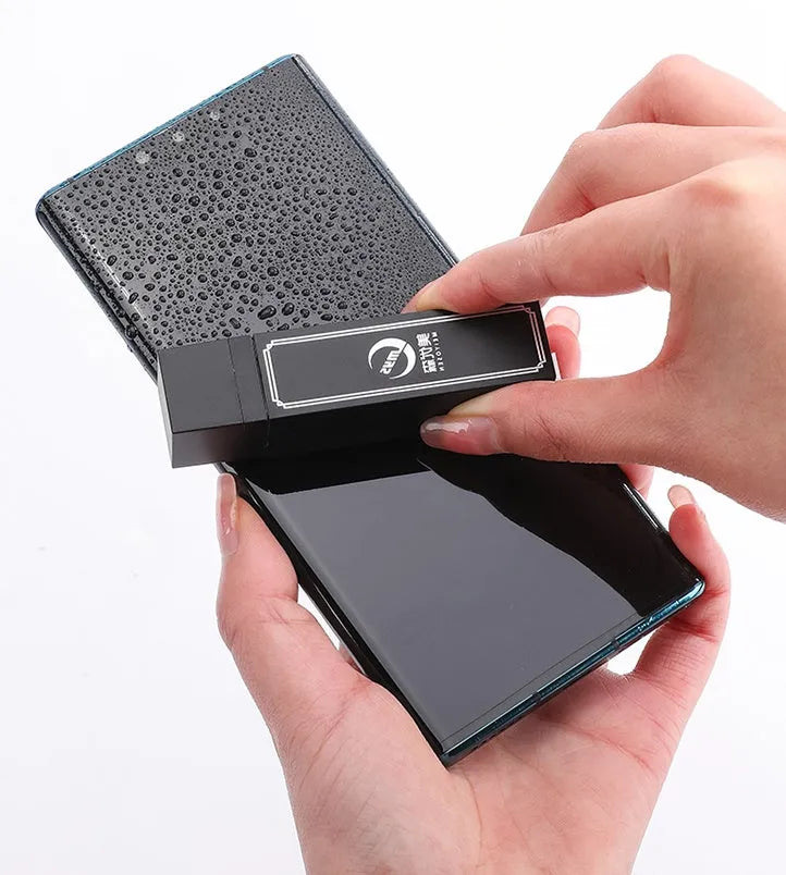 Portable mobile phone screen cleaning kit containing 40 disposable wipes in black packaging