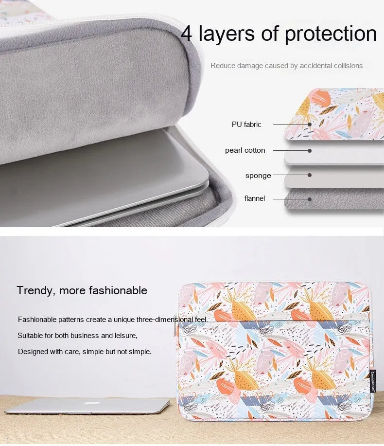 White waterproof PU leather laptop inner bag for 14-inch computers with anti-shock protection
