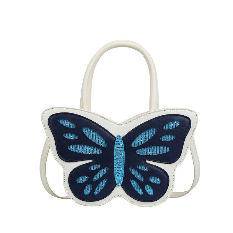 Women's square crossbody bag in PU leather, shown in black, blue, pink, and white colour options