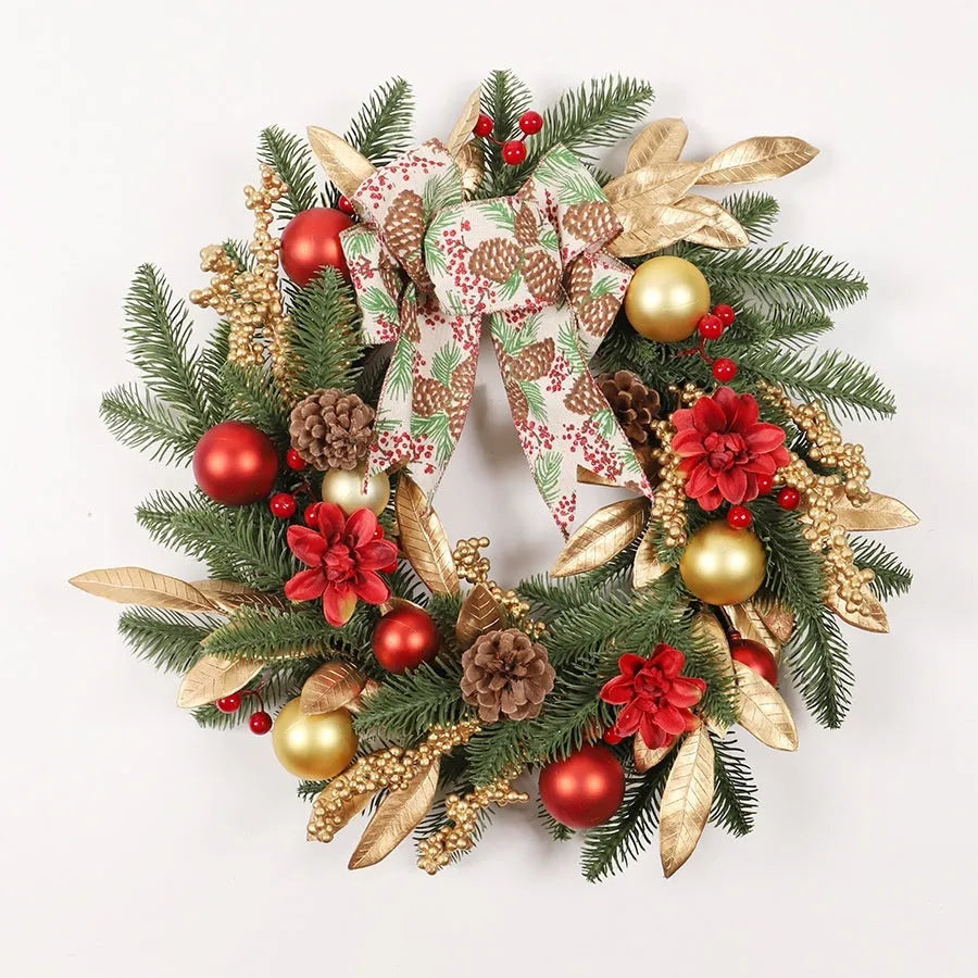 Plastic American country style Christmas garland options: wall hanging, lintel, standard, and rattan strand.