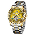 Men's automatic mechanical watch with stainless steel strap and mineral glass face in business style