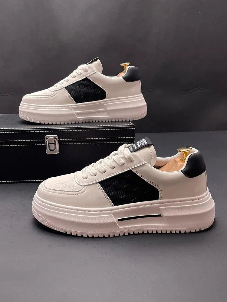 Unisex sports casual shoes in white with black or green accents, cloth upper with rubber foam sole