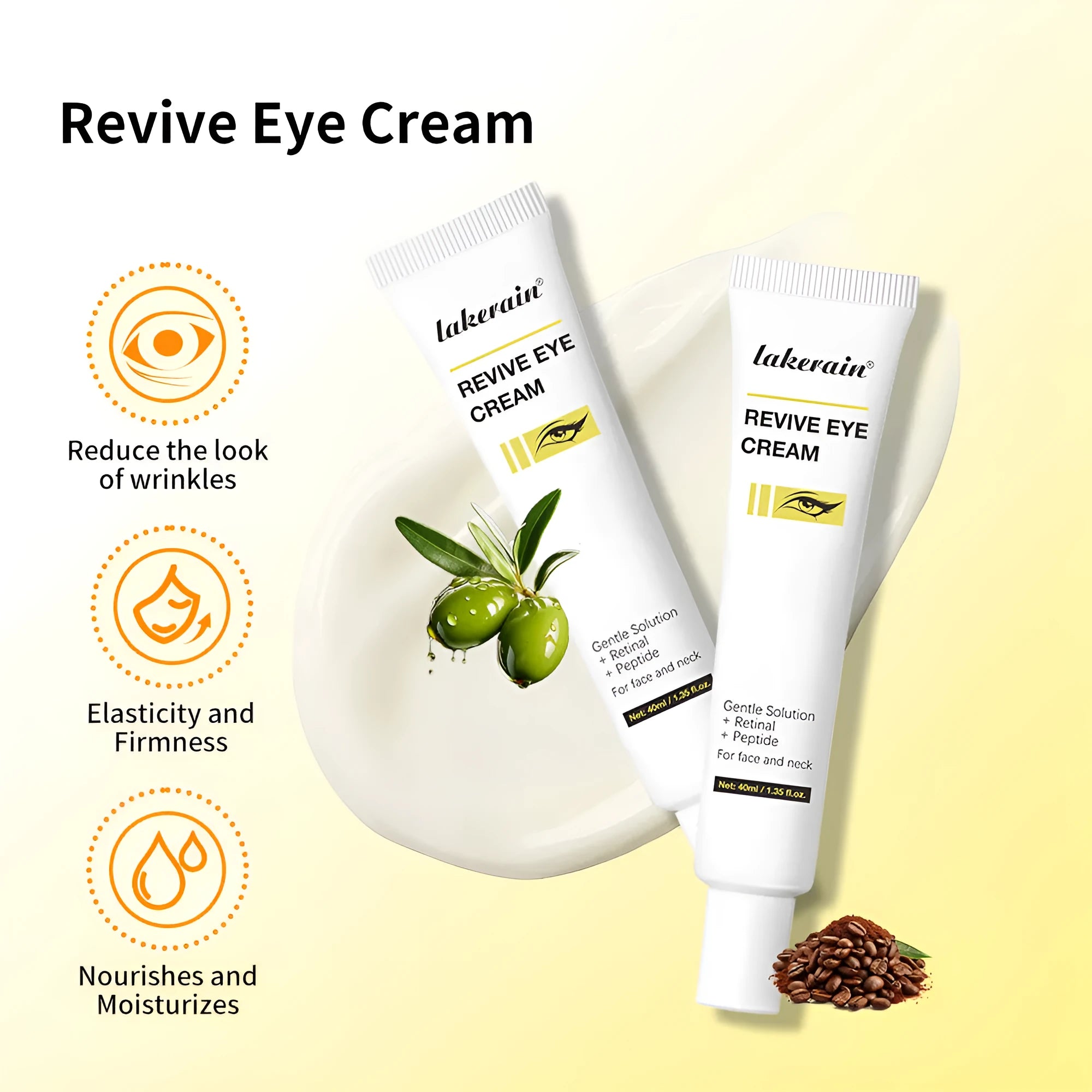 40ml jar of retinol anti-ageing eye cream for dark circles and fine lines.