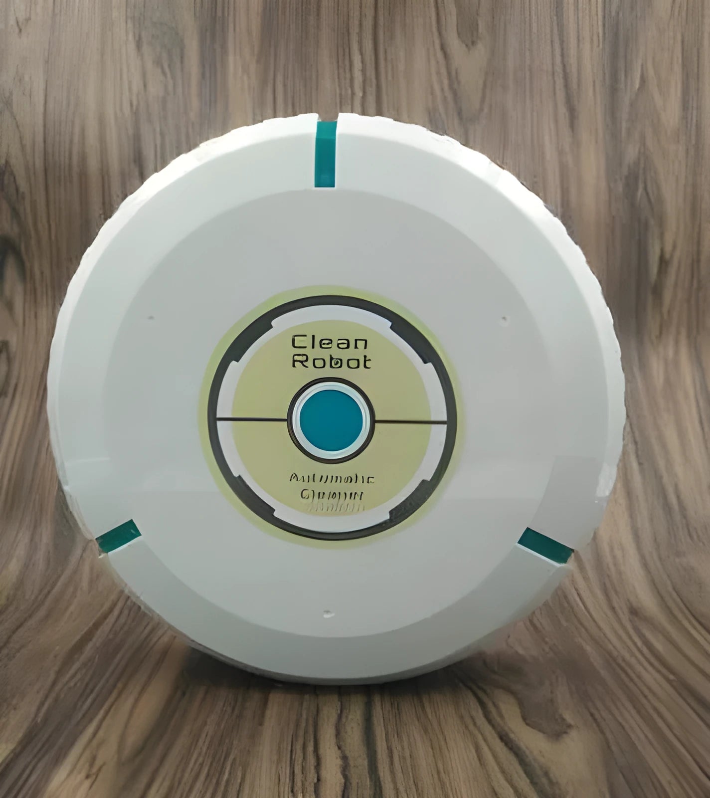 Black or white AC automatic floor sweeping robot on a wooden floor.