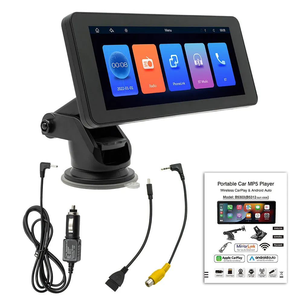 Portable wireless 6.86 inch multimedia vehicle mounted video player with plastic electronic screen and IPS display.