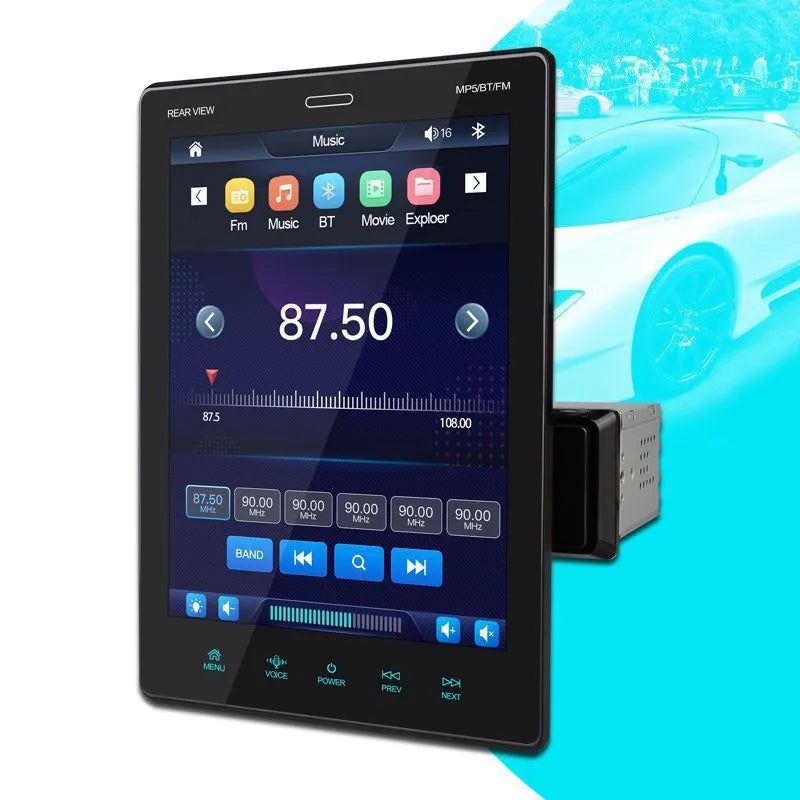 9.5 inch vertical screen black car MP4 player with remote control for USB TF card video playback