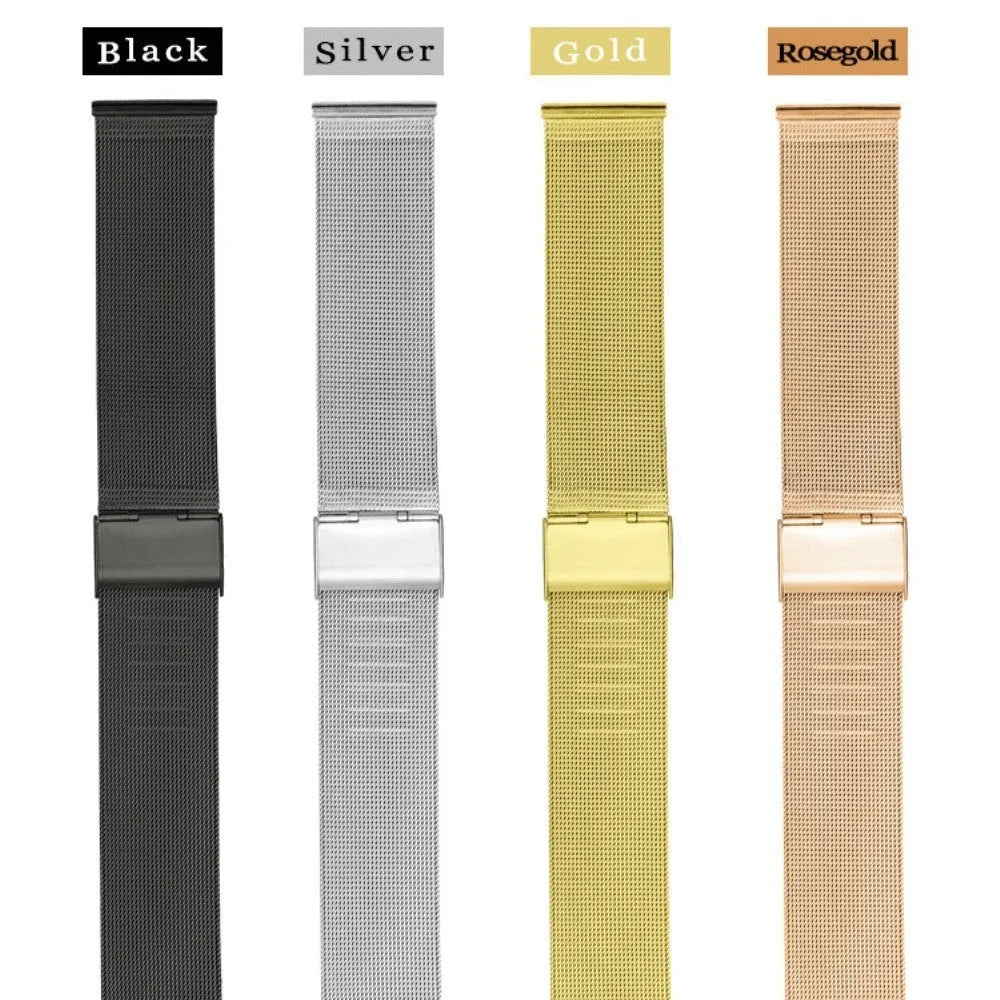 Milani stainless steel and silk woven watch band in silver, black, rose gold or gold colours