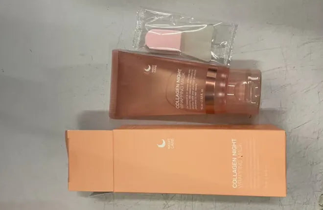 Collagen night face mask 75ml bottle with brush for firming anti-wrinkle skincare