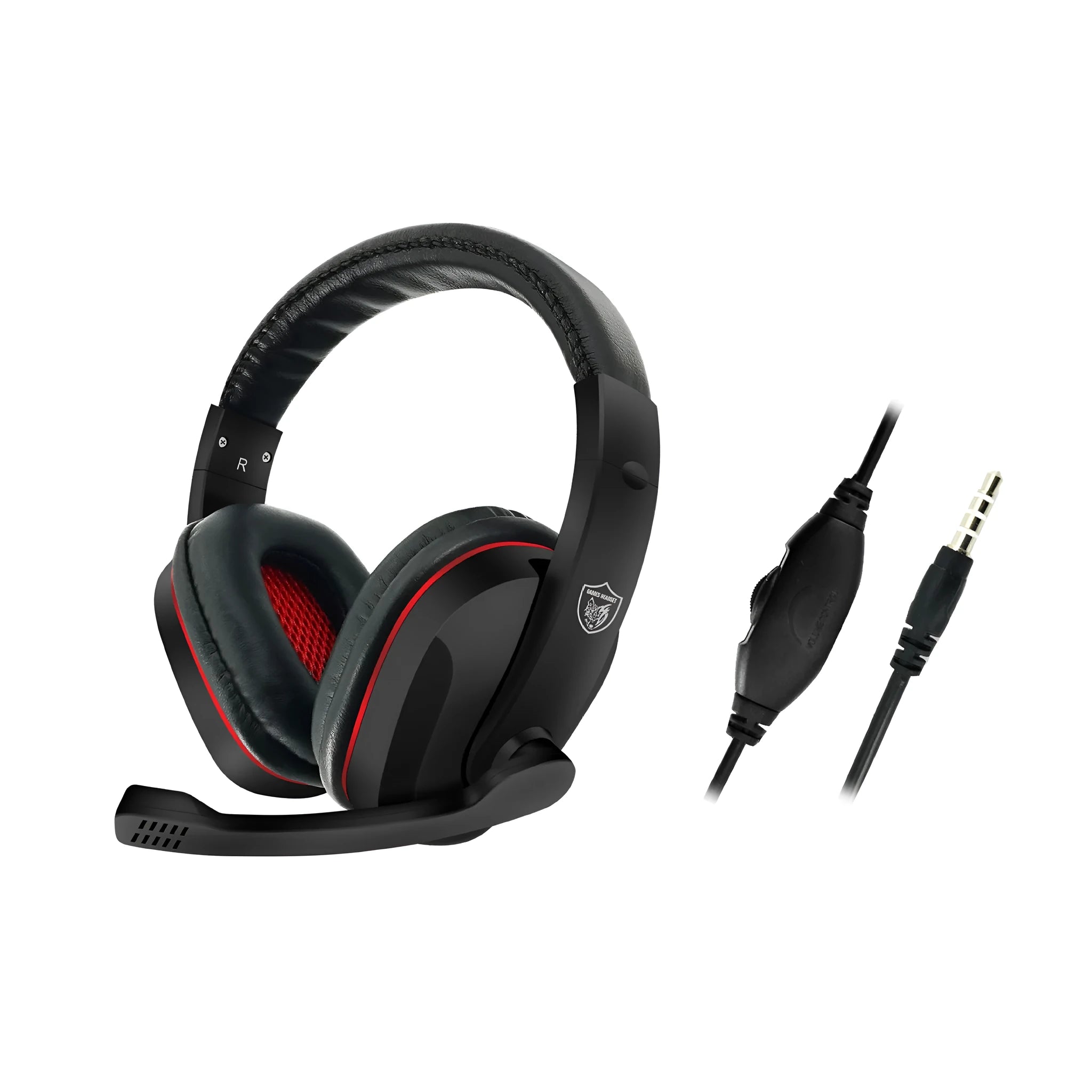 Black wired gaming headset with 40mm speakers and 1.2 metre cable