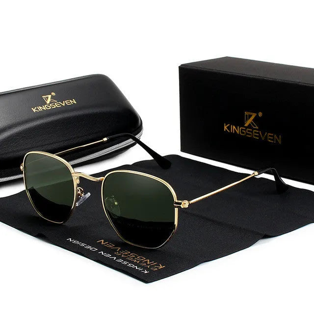 Men's round retro sunglasses with UV400 lenses in black frame.