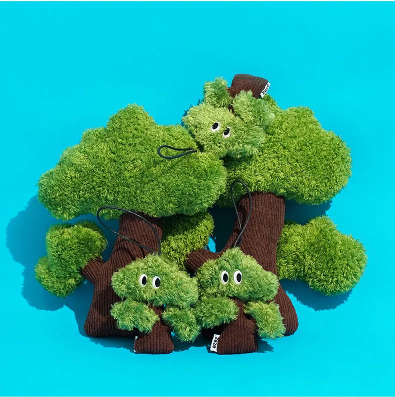 Pine tree shaped cat chew toy with fabric detail in three size options for feline dental enrichment