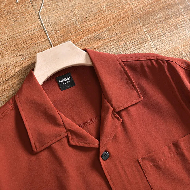 Men's loose fit summer cardigan shirt in quick-drying polyester fabric with Japanese fresh style