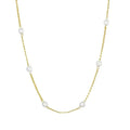 Gold pearl pendant necklace on ball bead chain 41-50cm copper geometric design
