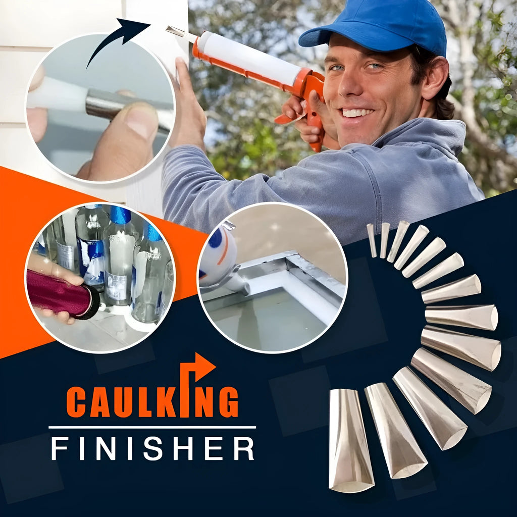 14 piece stainless steel caulking nozzle finishing tool set with sizes from 5 to 35mm