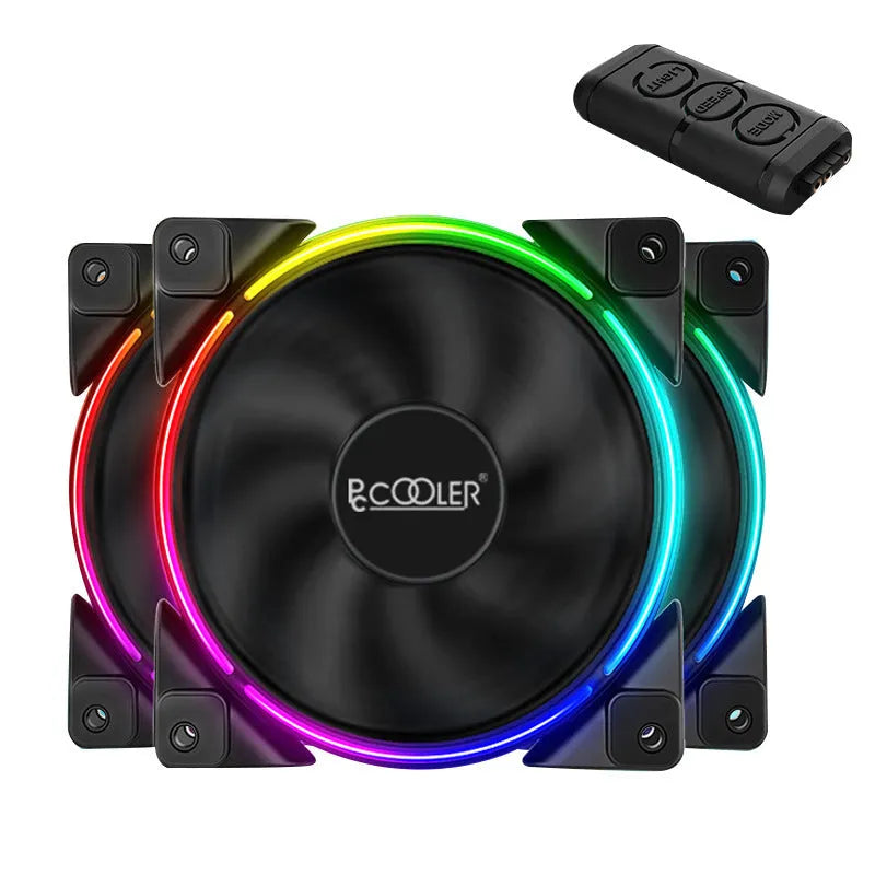 Three black 12cm RGB PC case fans with hydraulic bearing, 120mm x 120mm size