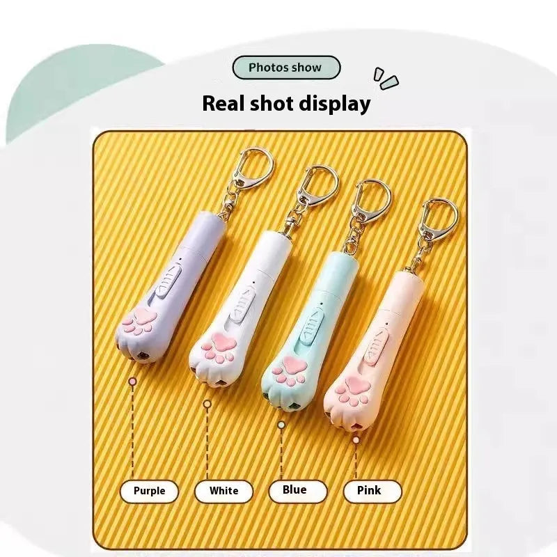 Funny cat charging toy pen light with self-stroke function in cream white, pink, or blue