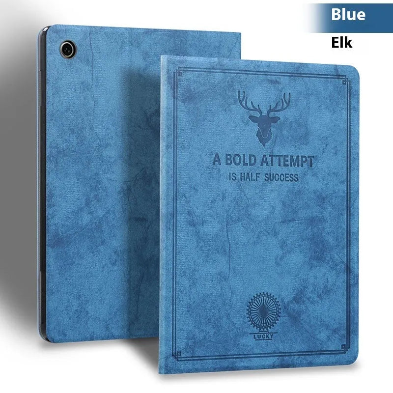 iPad leather protective case in clamshell design with TPU material showing Black Elk colour option