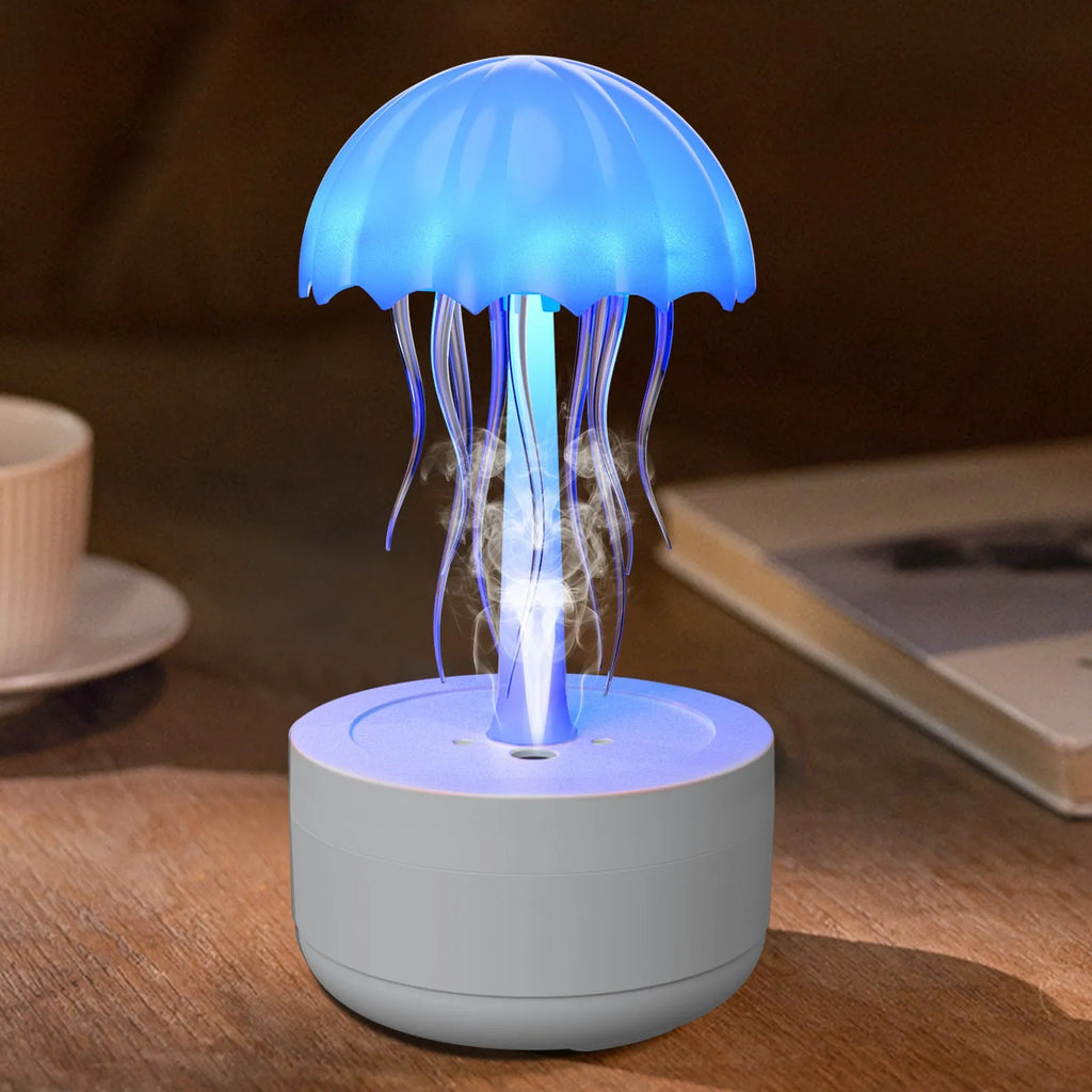 White jellyfish design humidifier diffuser with colourful night light and mist output