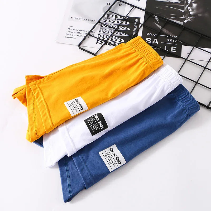 Men's cotton printed boxer shorts in white, black, gray, coffee, dark blue and yellow in sizes M to XXL