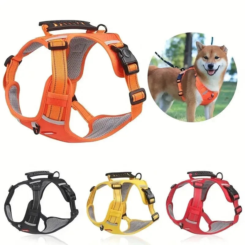 Polyester dog chest harness traction rope in multiple colours and sizes for controlled dog walking