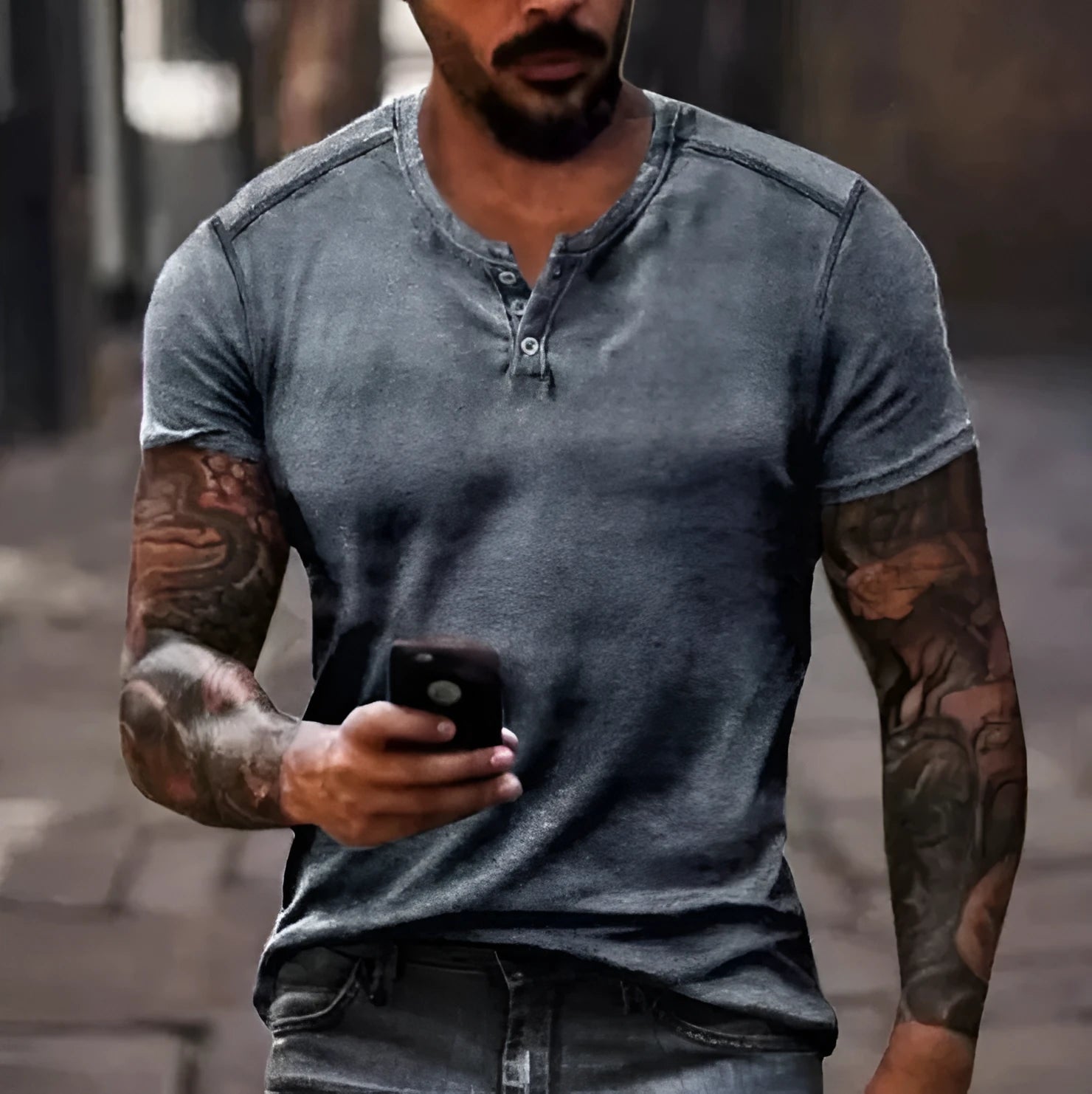 Men's short sleeve lapel button shirt in bird eye cloth polyester for summer sports