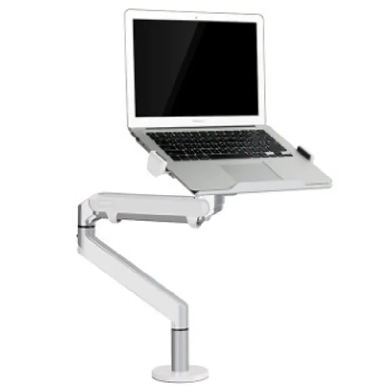 Aluminium alloy laptop cooling stand with air pressure arm bracket in silver or black