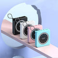 Mini clock charger power bank in alloy case with multiple USB ports in four colour options