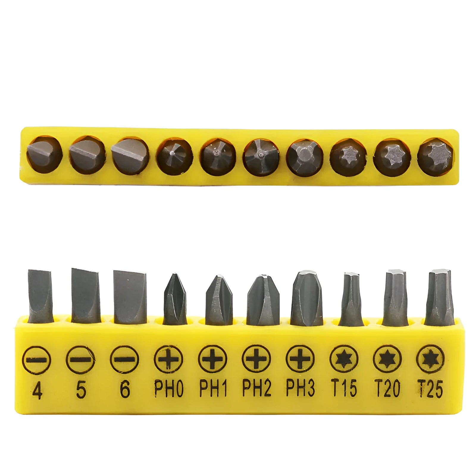 L-shaped double-headed socket wrench with 10 steel drill bits for confined space repairs