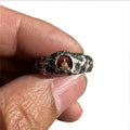 Copper grotto Buddha ring with rock texture surface, size 8 hand-forged jewellery