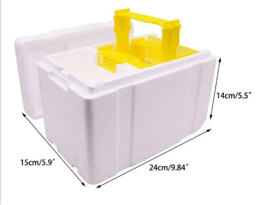 Three white EPS foam mini delivery boxes for beehive applications and queen bee transport