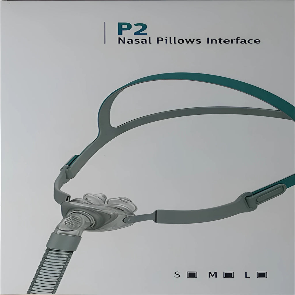 Nasal pillow ventilator mask with plastic plug, silicone cushion, and thickened headband