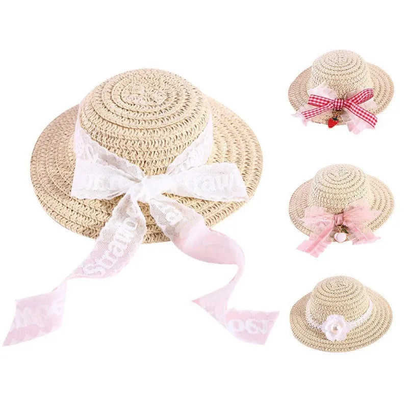 Handmade adjustable bowknot paper hat for a dog or cat in cartoon style.