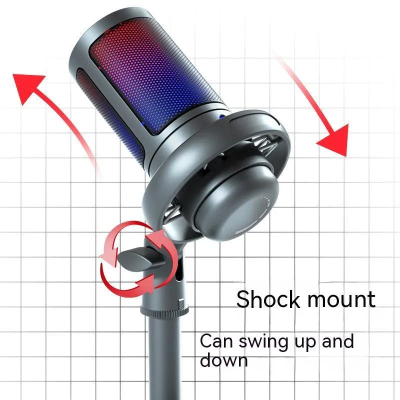 RGB condenser USB microphone for computer streaming in black, white, or pink colours