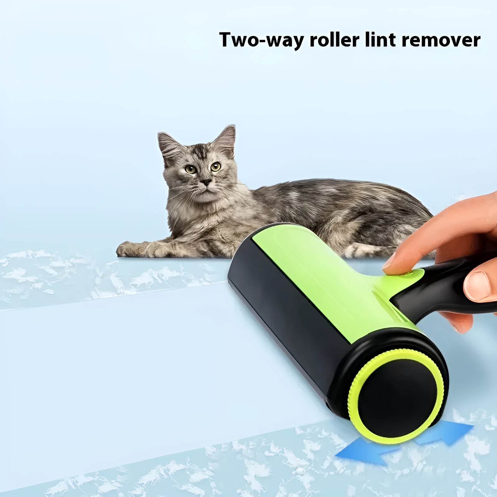 Green automatic pet lint roller for sofa cleaning with two-way operation
