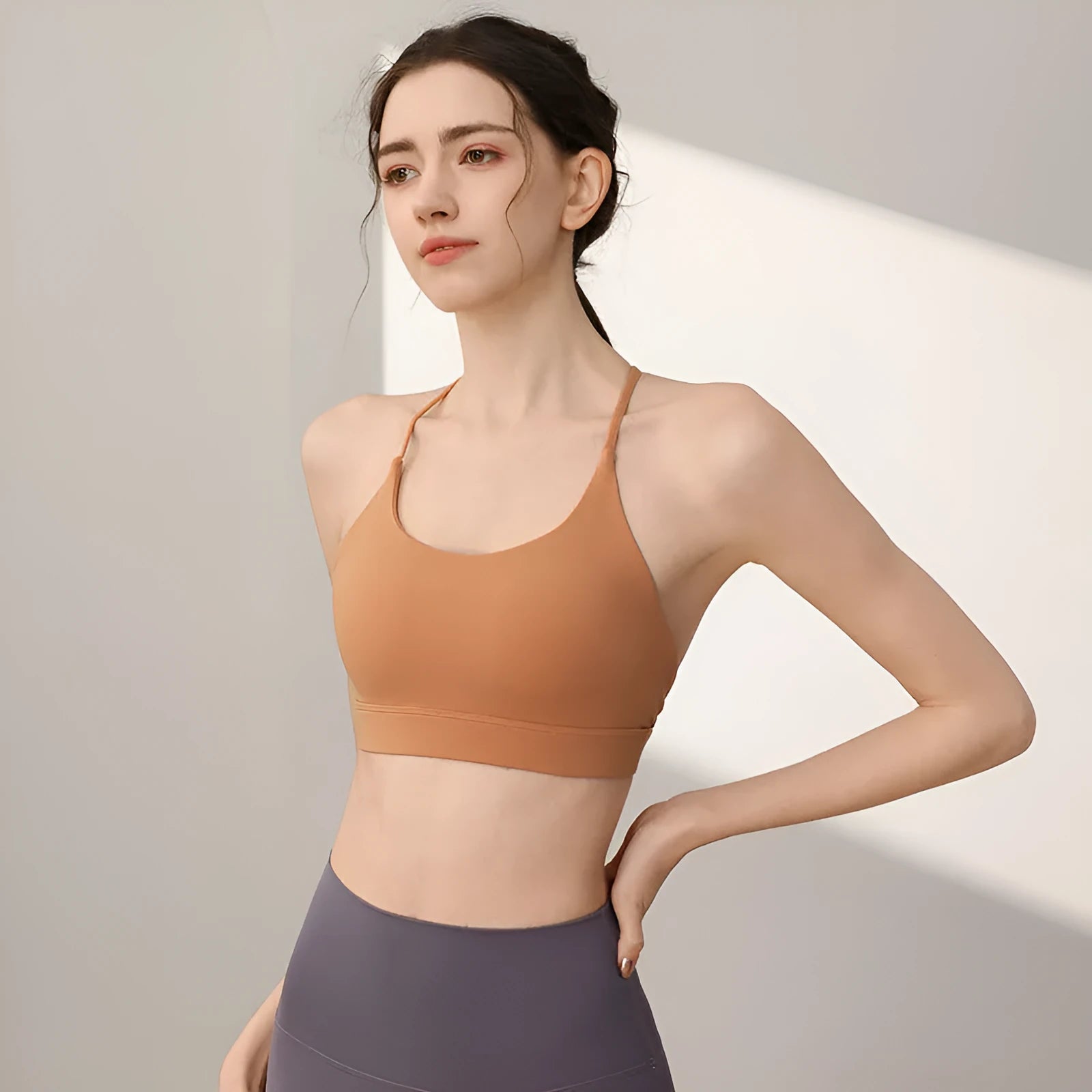 Women's nylon sports vest with fixed double shoulder straps in five colour options