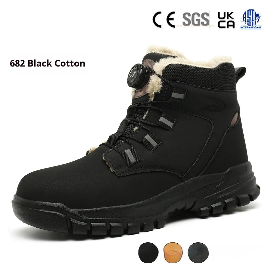 Men's black labour protection shoes with safety toe design for construction work