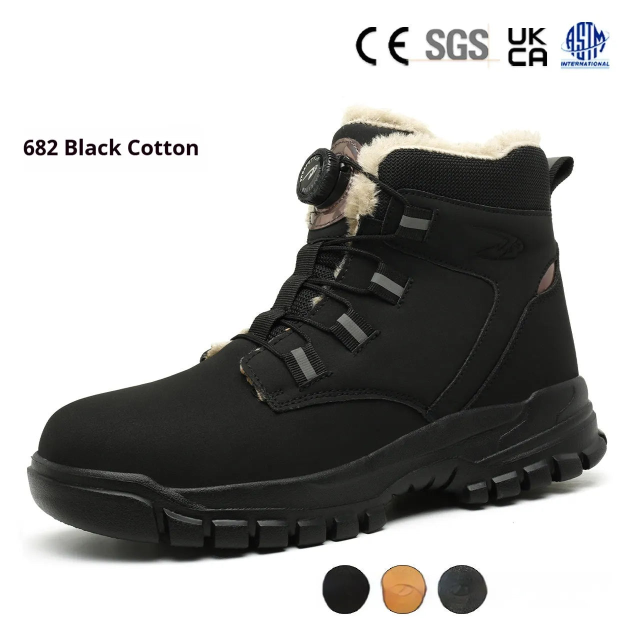 Men's black labour protection shoes with safety toe design for construction work