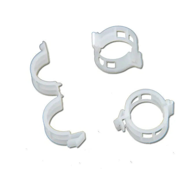 Pack of 50 plastic plant grafting clips for supporting tomato flowers and garden vines.