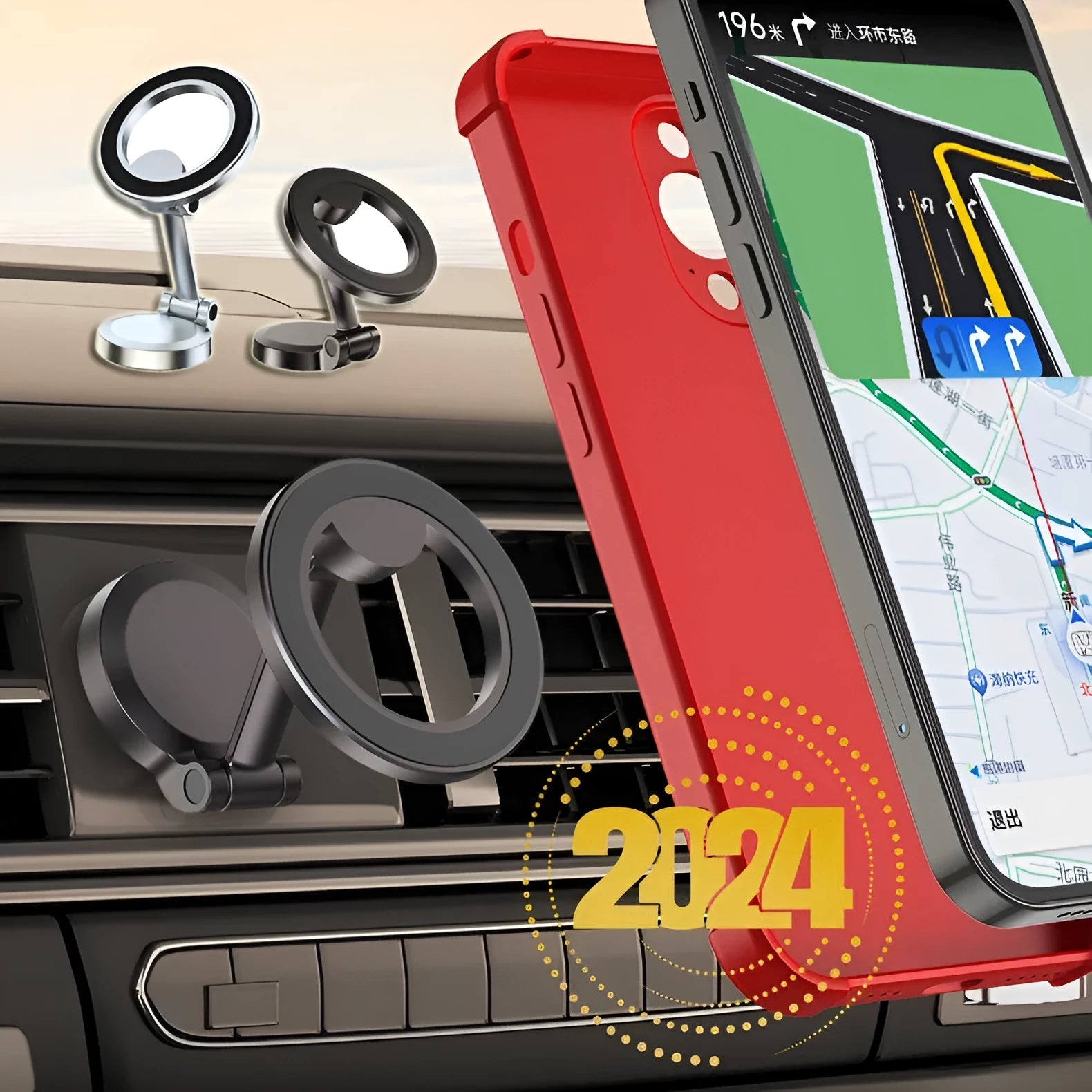 Qian Colour all-metal foldable magnetic car phone mount for dashboard installation