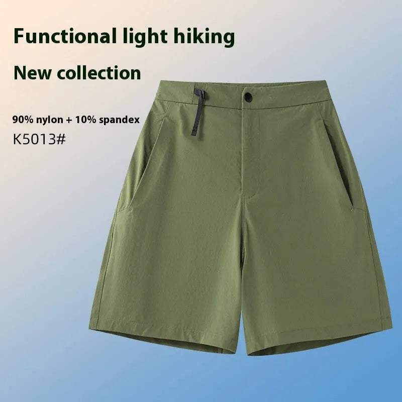 Men's solid colour quick-drying athletic shorts with elastic waist for running and outdoor activities
