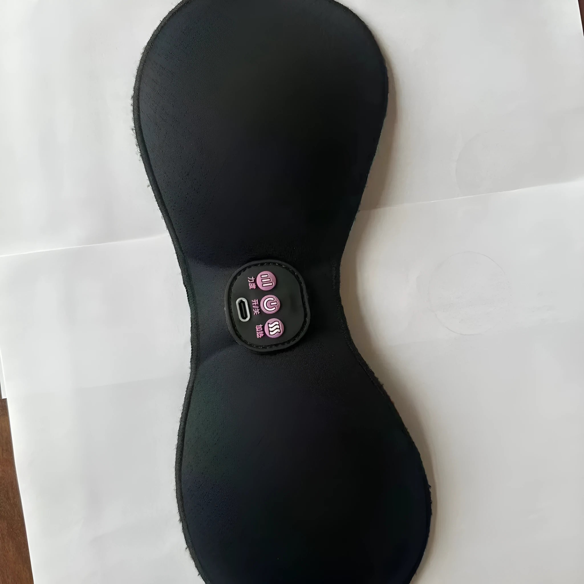 Black electric massage bra chest paste with 3-key English controls