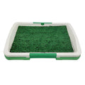 Green synthetic turf dog toilet tray with three-layer construction for indoor potty training