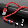 Magnetic charging cable with breathing light indicator showing Apple, Android and USB-C compatibility