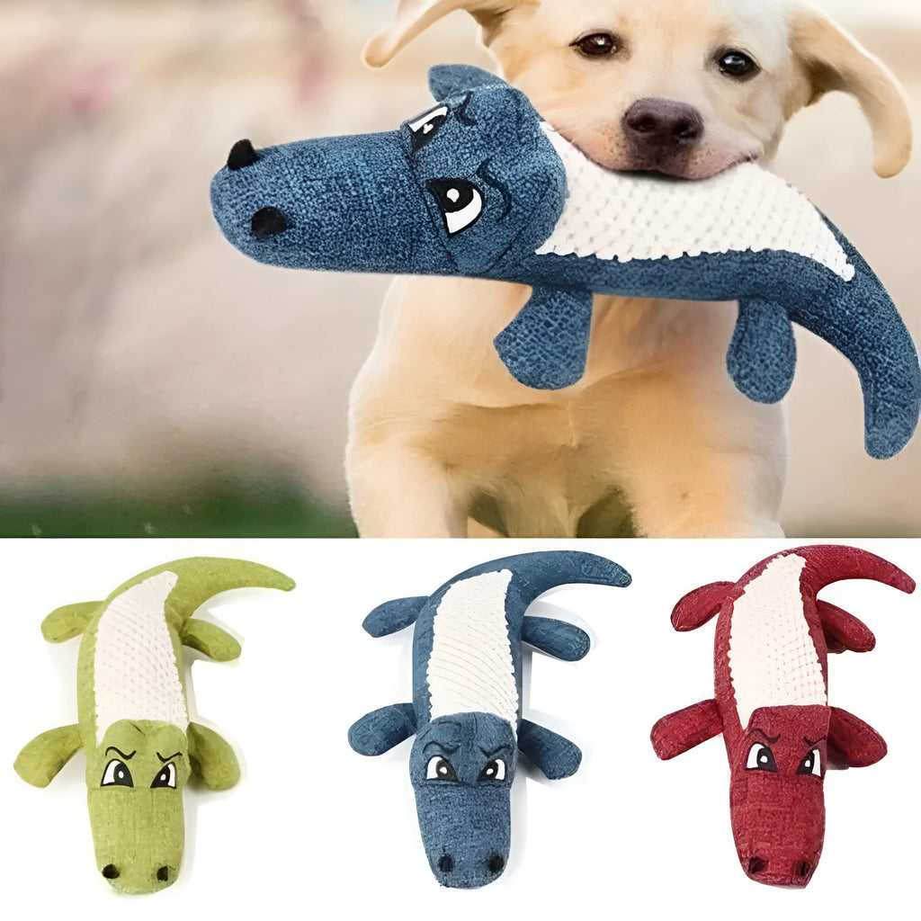 Corn fibre pet plush toy with biting sound feature for cats and dogs in blue, green, or red colours