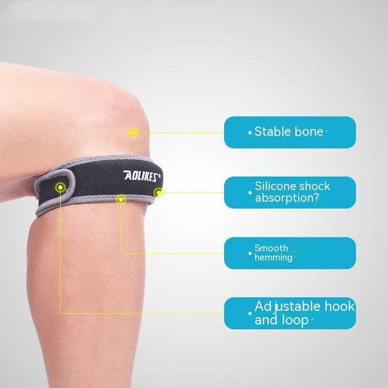Black and gray edge patella retinaculum knee pad made of SBR and silicone for running and cycling
