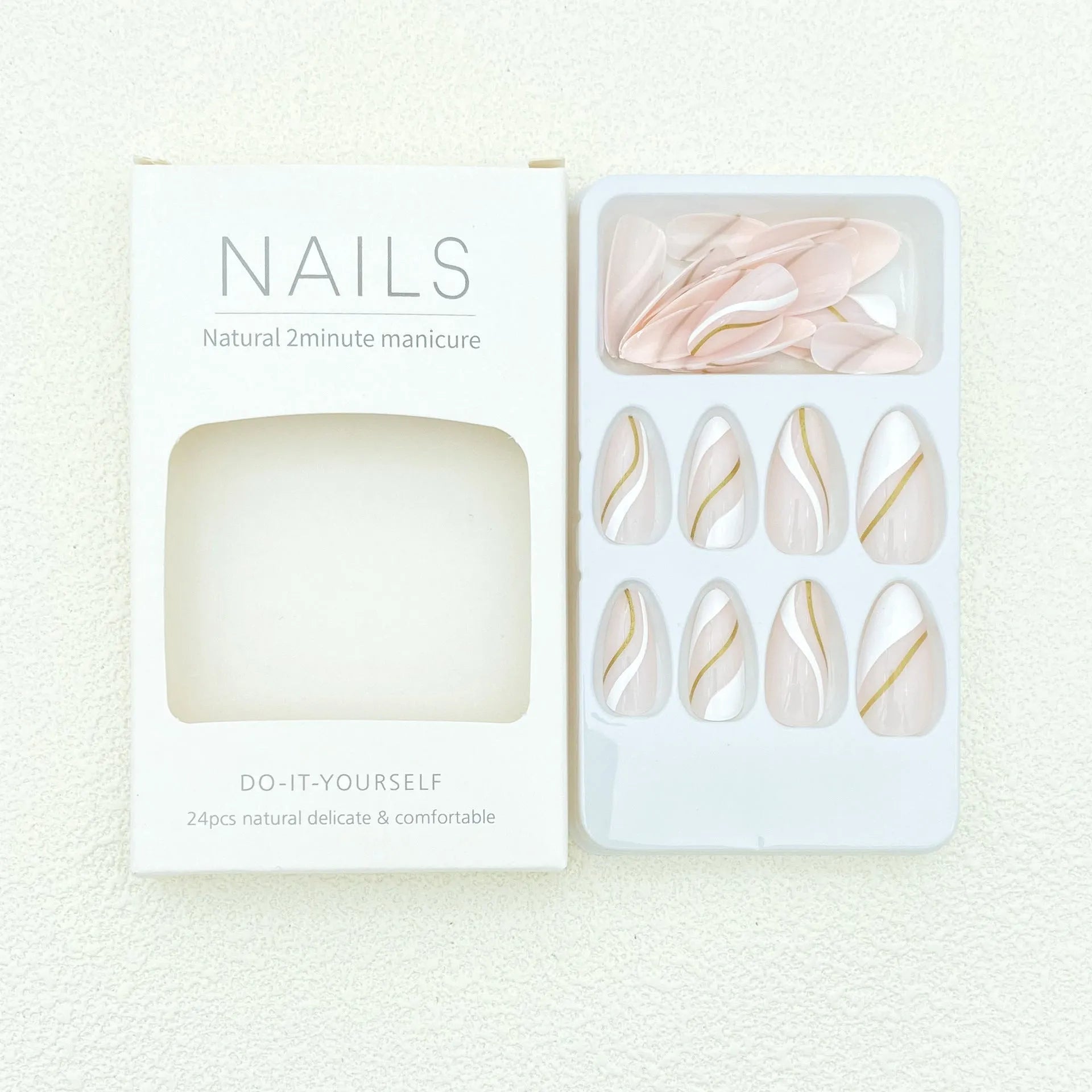 Golden lines plaid pattern wearable nail stickers with pre-applied jelly glue adhesive