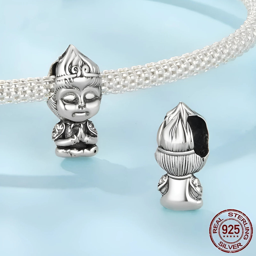 Cartoon S925 sterling silver bead with pearlescent finish, 1.3x0.6cm, colour SCC3122